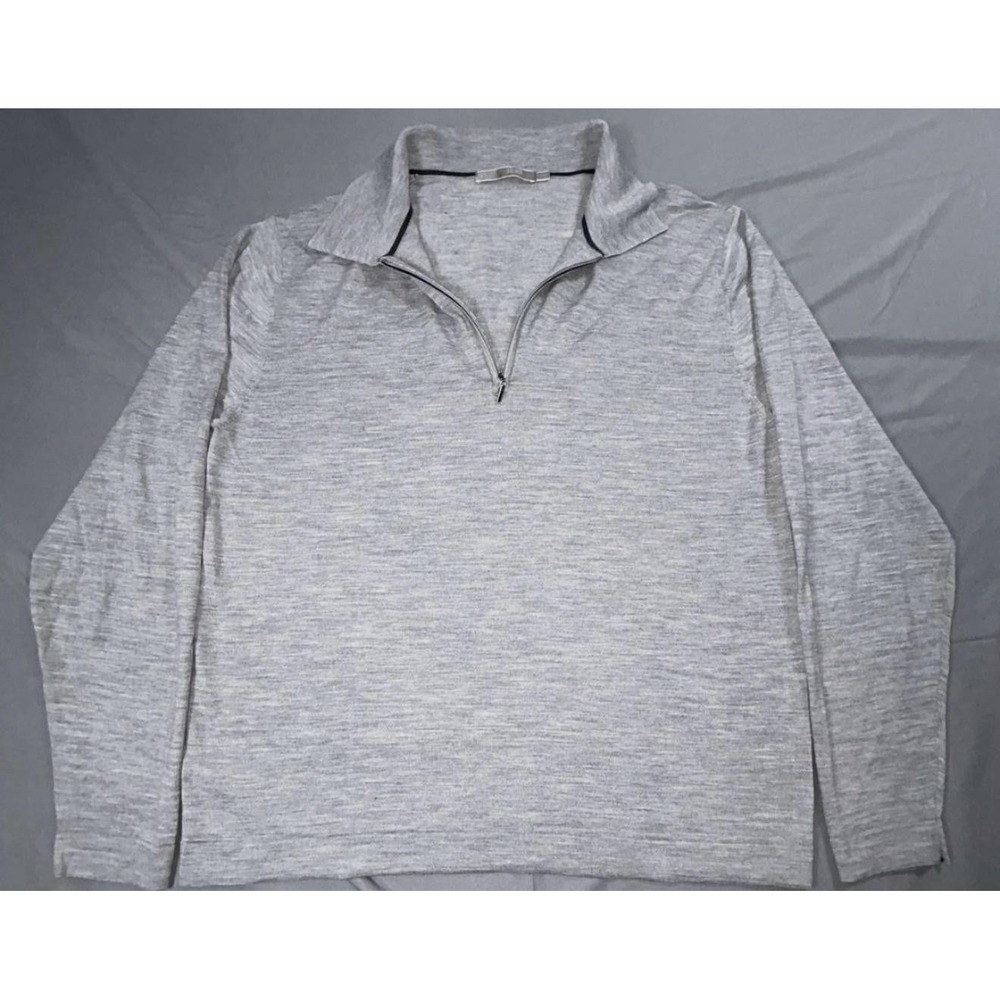 Raffi Sweater Mens Large Gray 1/4 Zip Collared Merino Wool Cashmere Knit